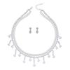 Super Sparkling Water Drop Zircon Pearl Necklace Earrings Set Holiday Photography Bridal Wedding Pearl Set Chain