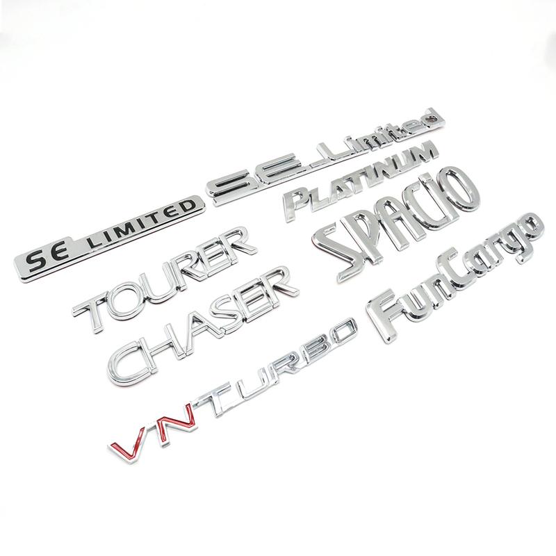 Rear Trunk Script Letter Nameplate Badge Decal Emblem Sticker For SELIMITED Tourer Chaser Platinum Vnturbo Spacio Funcargo