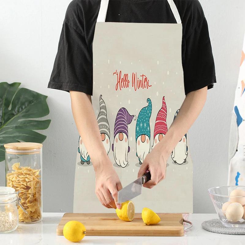 Cartoon Merry Christmas Cat Kitchen Aprons Adult Kids Waist Bibs Home Cooking Baking Cleaning Aprons Sleeveless Pinafore