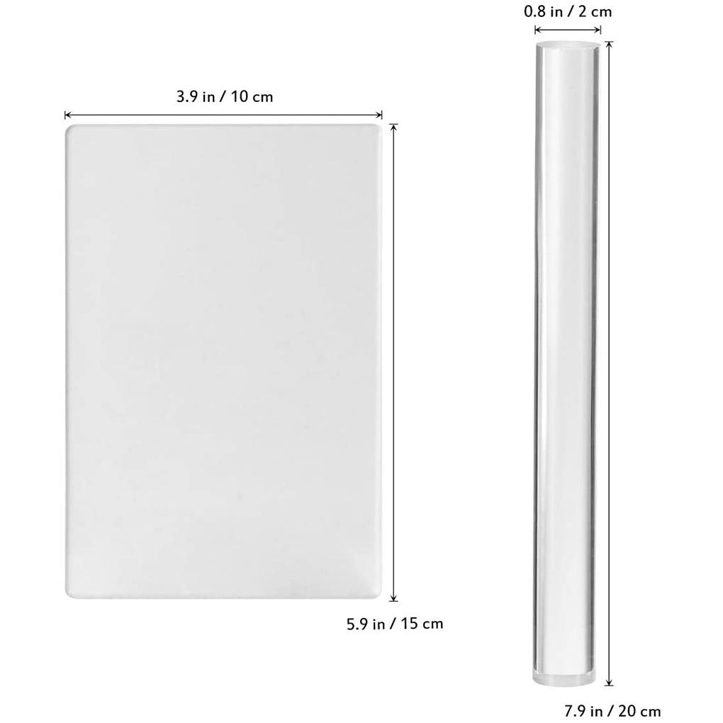2 Pcs/set Clay Roller Rectangle Sheet Board Set Clay Rolling Pin Modeling Tool Kit Transparent