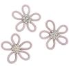 3Pcs Shoe Brooch Cute Colours 6cm Rhineston Wide Flower Shape Clothing Brooch for Shoes Bag Wedding DressPink Mesh