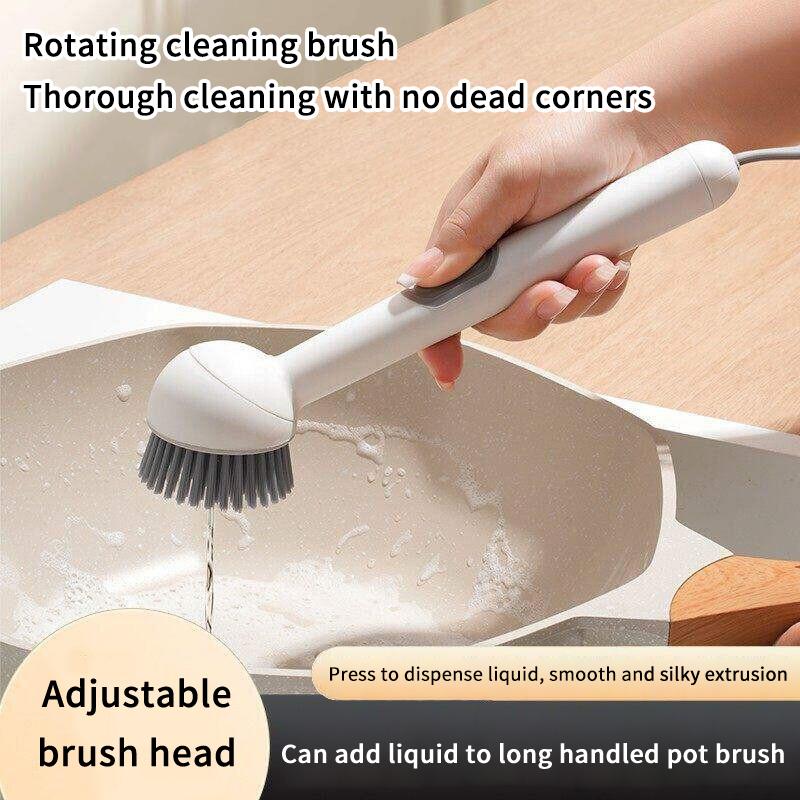 Soap Dispensing Dish Brush Long Handle Adjustable Heavy Duty Scrubber for Kitchen Pot Pan Dishwashing Use
