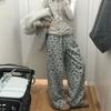 Spring/Autumn Lazy Style Retro Floral All-Over Print Wide-Leg Loose Casual Sweatpants for Women - Trendy Fashion