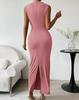 European Spring/Summer Sleeveless Back Slit Pleated Tight-Fitting Women's Dress 2026
