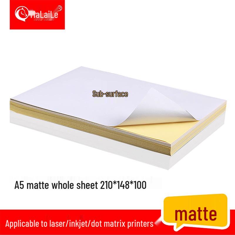 A4 Matte Self-Adhesive Printing Paper - 100 Sheets