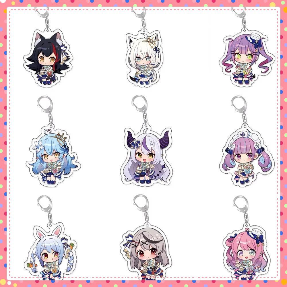Vtuber Nakiri Ayame Shirakami Fubuki Minato Aqua Gawr Gura Lovelive Cartoon Cute Keychain Kawaii Keyring Bag Parts & Trendy Gift