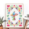 Flower Poster On Canvas Mexican Art Print Otomi Print Mexican Embroidery Art Canvas Painting Colorful Pattern Mexican Folk No Frame