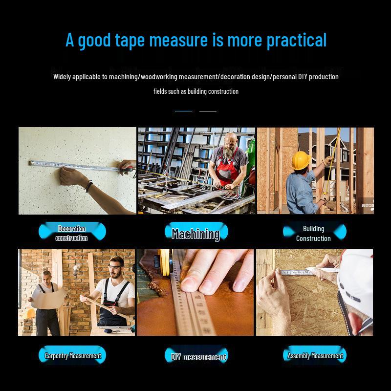 High Precision Self-Locking Rubber-Coated Measuring Tape - 5m, 3m, 7.5m, 10m