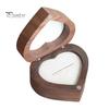 Ring Storage Box Jewelry Heart-Shaped Walnut Wood with Engagement Velvet Padding Smooth Polished Surface Weddings Proposals Case Multi-purpose