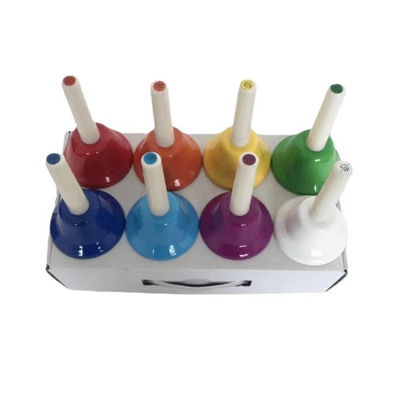 Colorful 8 Note Handbells Set Hand Percussion Bells Music Toy Musical Bells