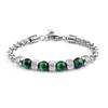 7 Stilvolle Herren Damen Gunmetal Edelstahl Kabelgliederkette Armband Natürliche Augenstein Perlenarmband