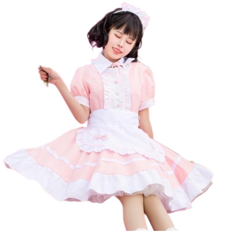 

Uniform Maid Dresses Cosplay Costume Halloween Party Accessories Gifts Girls XL розовый