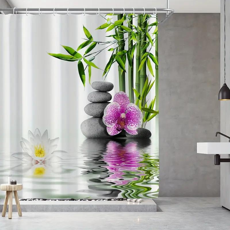 Caryophylla Orchid Pattern Shower Curtain Hook, Waterproof Shower Curtain, Bathroom Partition, Bathroom Curtain, Home Decoration