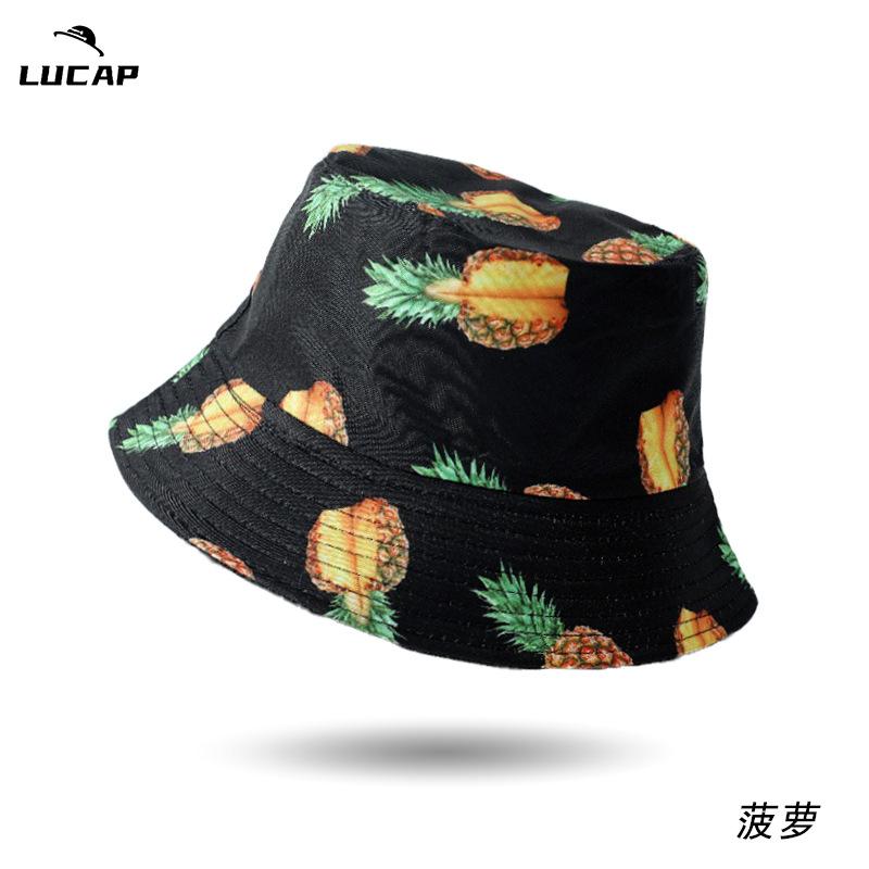 New men's and women's front and back double-sided basin hats, popular printed bucket hats, outdoor casual sun hats