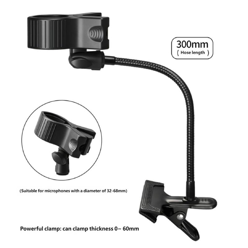 Flexible 360 Degree Rotatable Gooseneck Arm Stand Heavy Duty Clamp Microphone Holder for Podcast Video Streaming