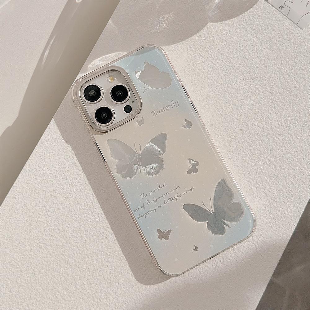 Blue Gradient Hollowed-out Butterfly Case for IPhone 16, Apple Phone Case for IPhone 15 Pro Max, with Water Ripple Pattern