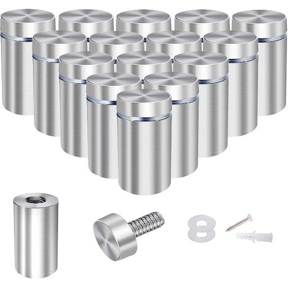 Osring 1 x 1 Inch Sign Standoffs Mounting Hardware 16 Pack, Wall Screw Standoff Holder Stainless Steel Advertising Nails for Displaying Acrylic Board