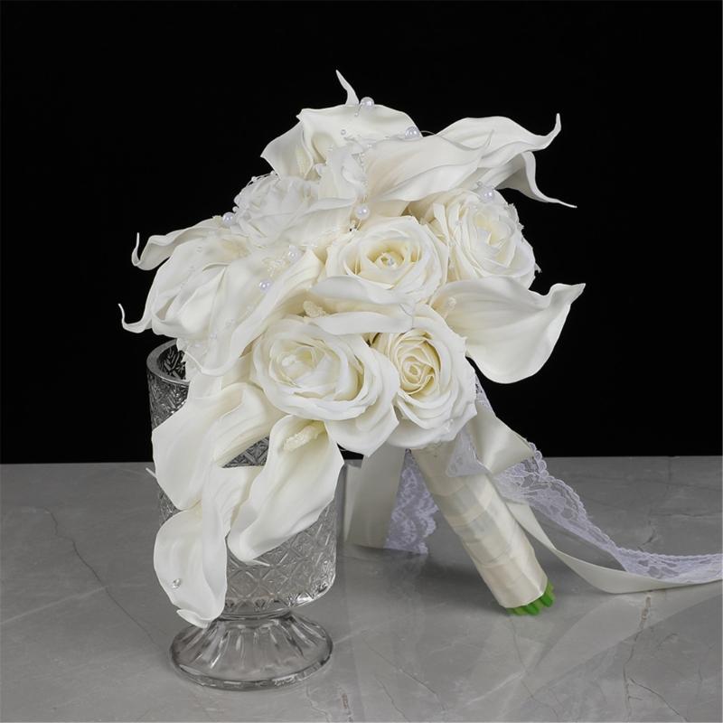 Long Time Faux Rose And Calla Lilies Handheld Bouquets For Weddings Event Home Display Wedding Centerpieces Bouquets