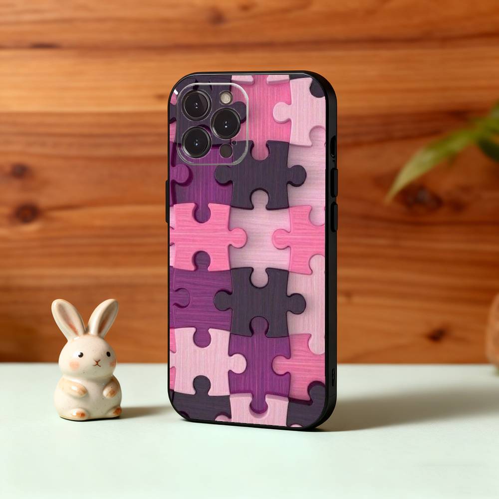 A-Autism S-Support P-Puzzle Pattern Phone Case For iPhone17,16,15,14,13,12,Plus,Pro Max, 5G Others Soft Black Cover