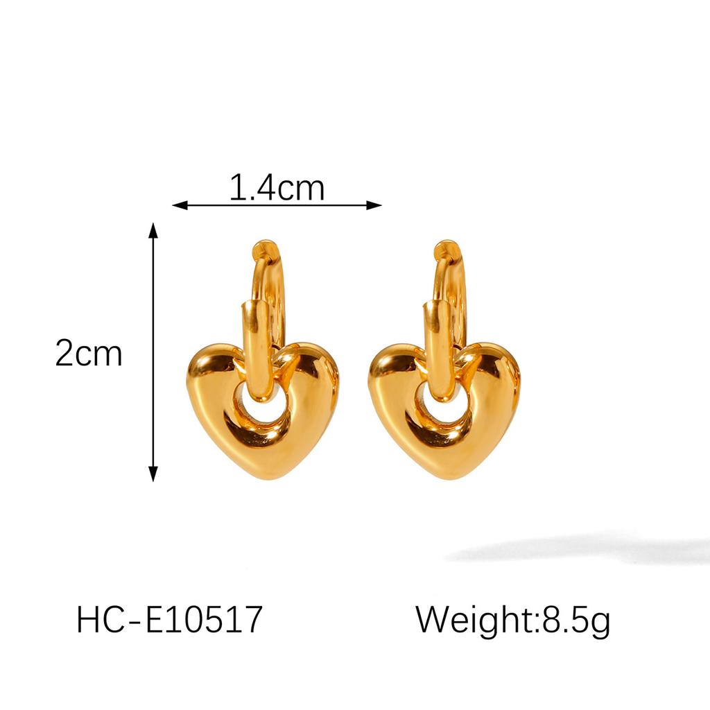 Hot-selling stylish versatile stainless steel earrings for women, heart flower pendant hoop earrings