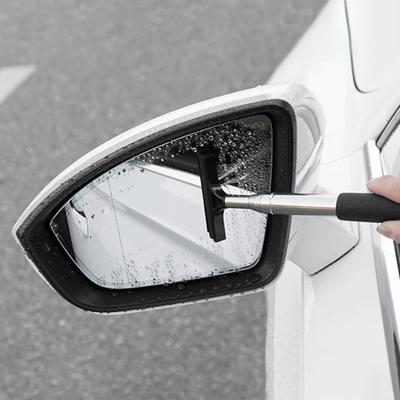 Yousheng Side Mirror Squeegee, Car Rearview Mirror Cleaning Brush, Telescopic Exterior Mirror Cleaner for Wiping Defogging, Portable Snow Removal Car