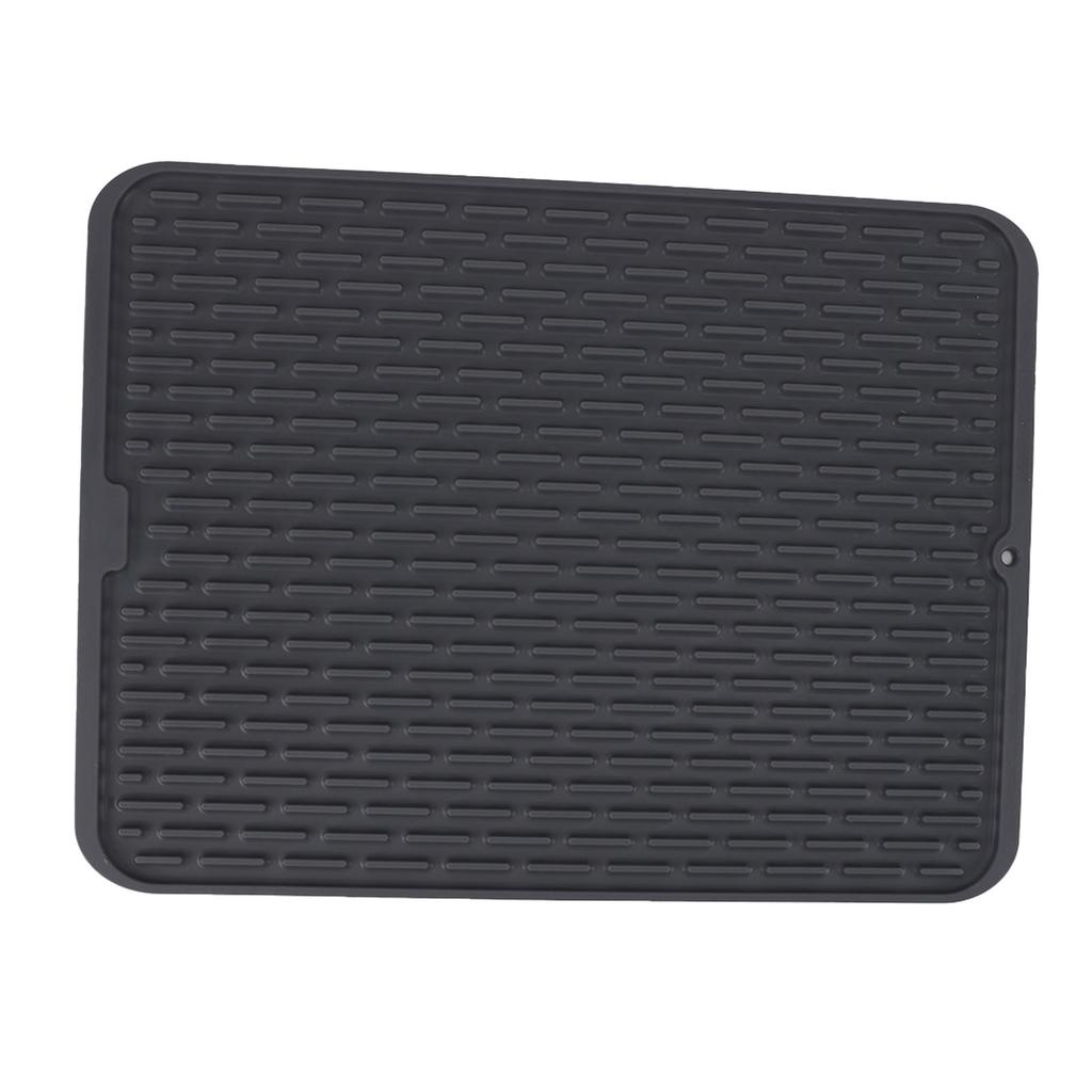 Rectangular Silicone Dish Drying Mat Heat Insulation Anti Slip Dish Drying Mat with Built In Drain Lip for Kitchen Counter Large Size