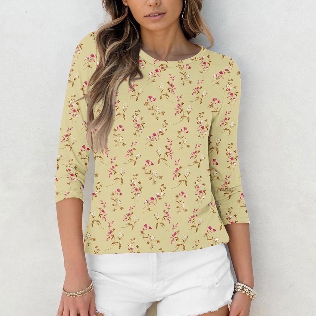3/4-Ärmel-Shirts für Damen Print Grafik-T-Shirts Blusen Lässig Übergröße Basic Oberteile Pullover