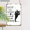 2D Flat, 1pc Vintage Humorous Aluminium Wall Art Sign "Welcome To The Bathroom, A Cat Will Be with You Shortly"- 8"x12" Aluminium Rustic Bathroom