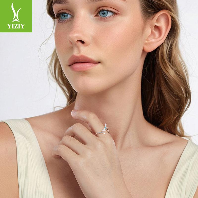Turquoise Dragonfly Ring, Female Light Luxury Personalized Ring, Simple Niche Design Open Index Finger Ring