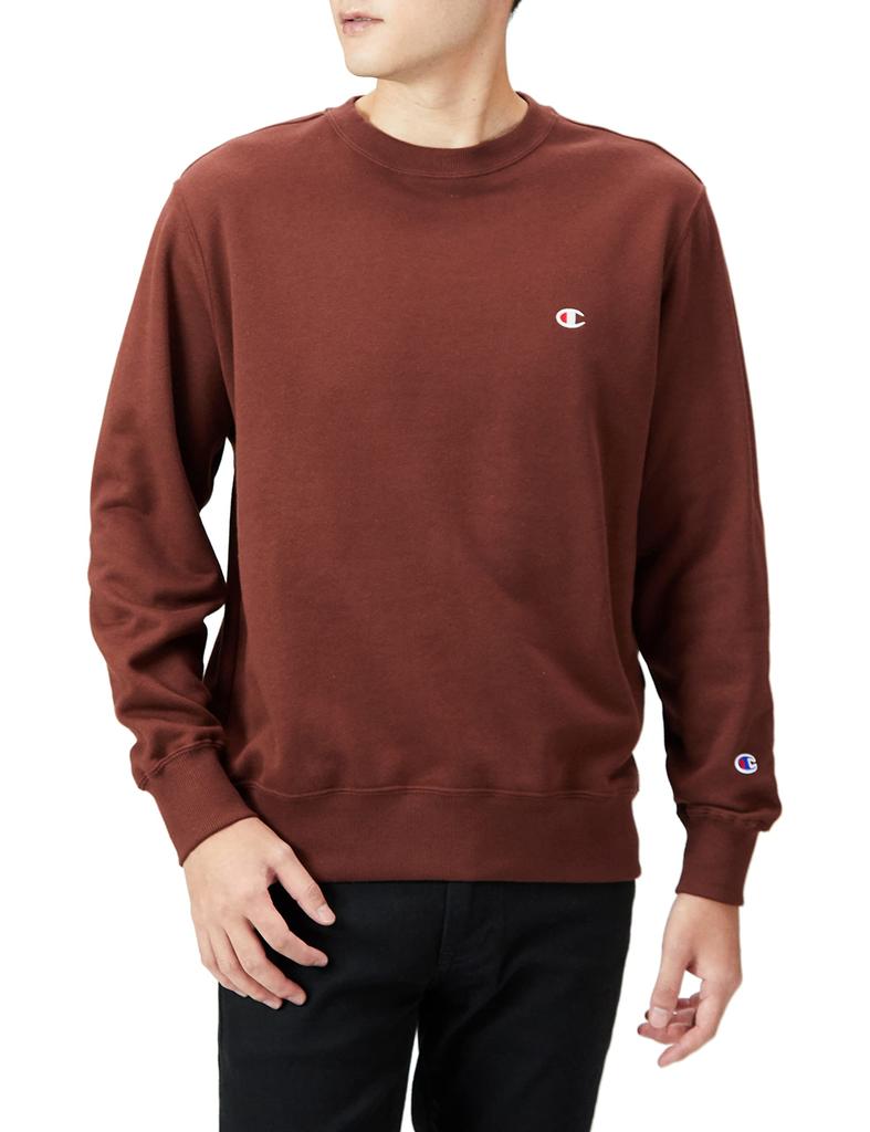 Long Round One Point Crew Neck M [Champion] Sweatshirt, Sleeve, Neck, Logo, Sweatshirt, C3-W001, Men's, Brown,