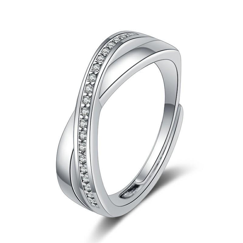 White Gold Korean Moissanite Cross Stackable Ring - 2021 Women's Hot Style