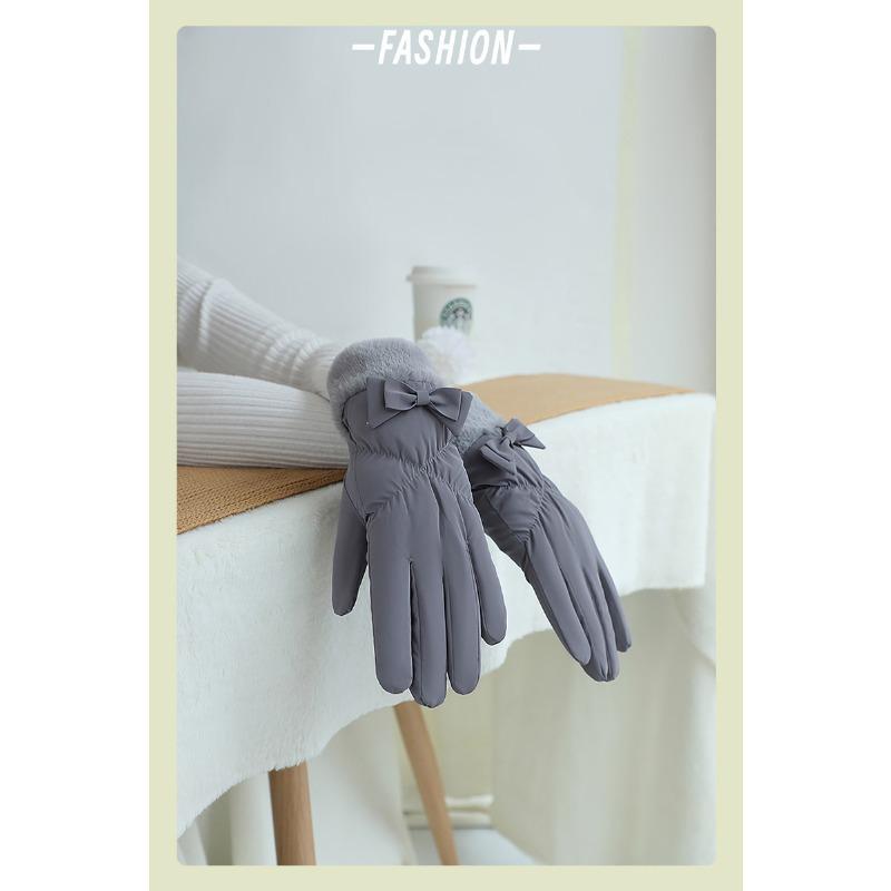 Winter Ladies Gloves Plus Velvet Padded Rainproof Gloves Outdoor Windproof and Cold Proof Warm Touch Screen