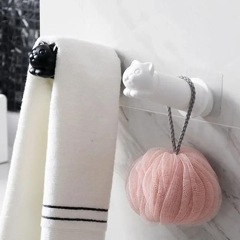 1 Pcs Towel Rack Wall-mounted Retractable Roll Holder Sticky Wall Roller Toilet Tissue Hanger Racks Bathroom Small Tools