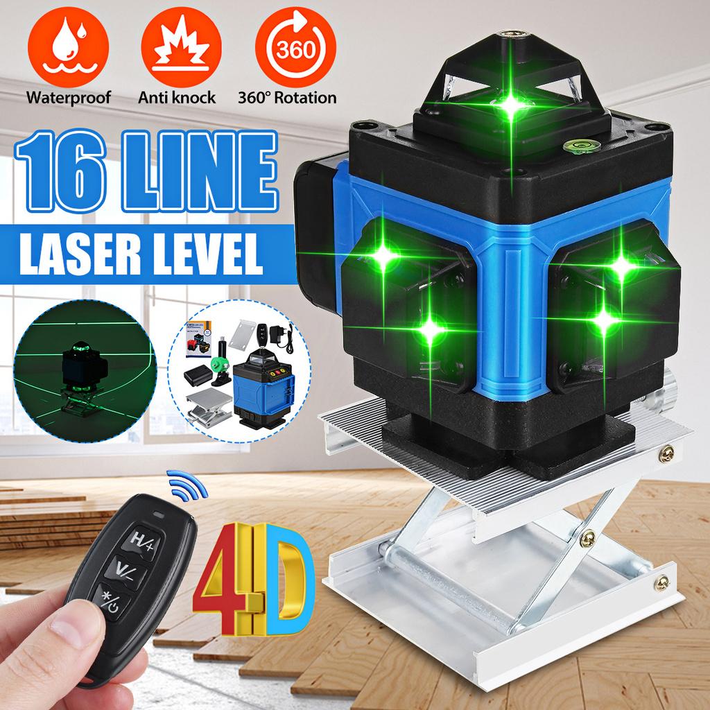 8/12/16 Lines Laser Level 4D Self-Leveling 360 Horizontal and Vertical Cross Green Laser Beam Line with Battery & Wall Bracket