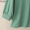 ZANZEA Women Casual V-Neck 3/4 Sleeve Loose Plain Blouse