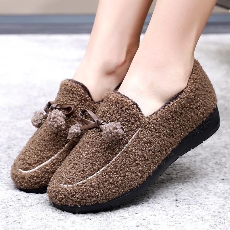 Winter New Fashion Women's Cotton Shoes Fleece Thickened Warm Indoor Home Shoes Doudou Shoes Bow Women's Shoes
