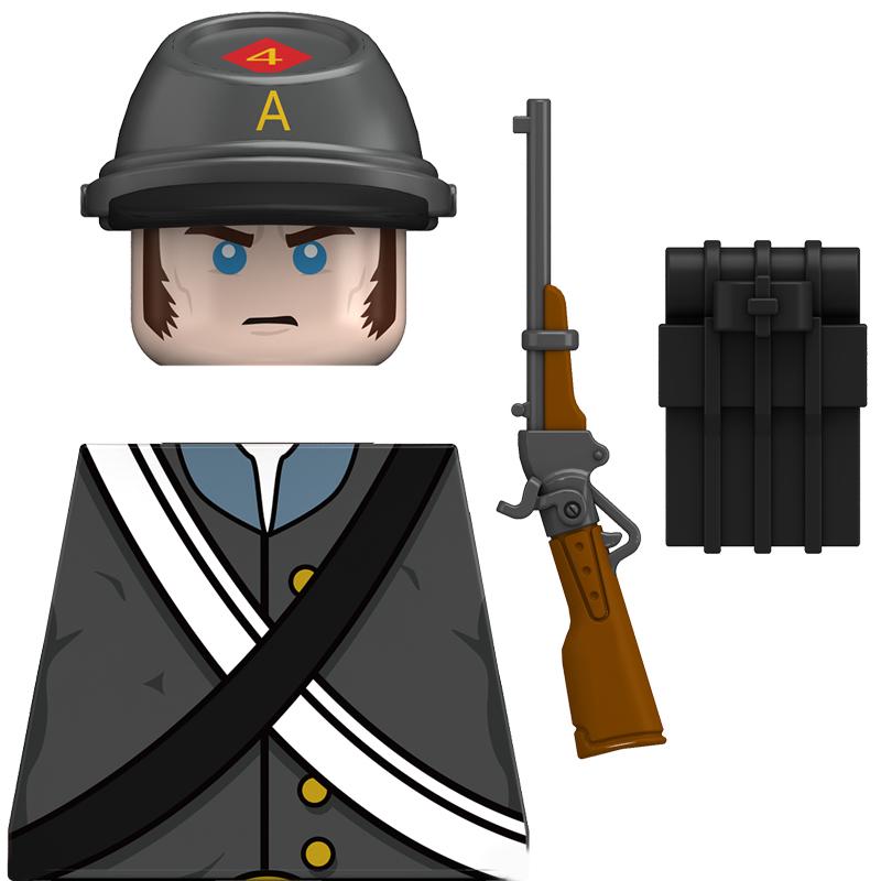 Military American Civil War Soldier Building Blocks Army Figures Texas 4th Infantry Regiment Joseph Weapons Bricks Toys For Kids