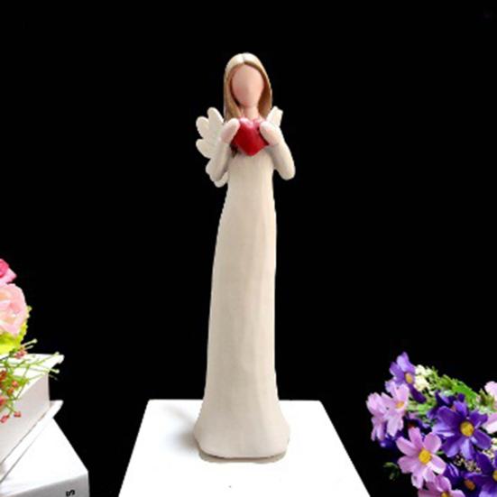 Ängelfigur i harts Handmålad Ängel som håller hjärta Skulptur med vinge Sympatigåva för Bröllop Födelsedagar Jul