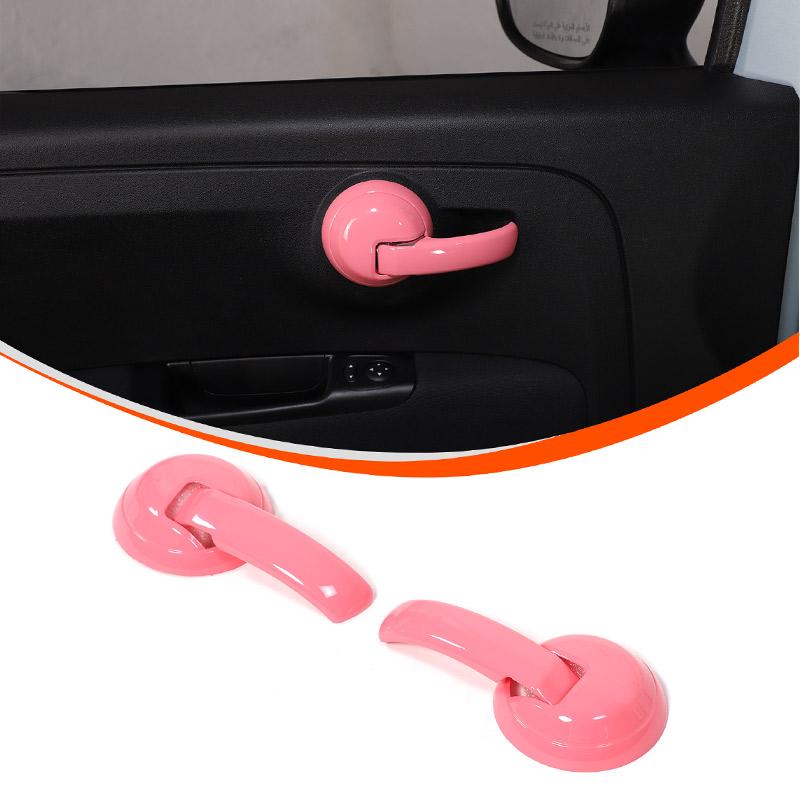 

For Fiat 500 2010-2025 ABS Carbon Fiber/Black/Red Car Door Handle Protection Cover Decorative Sticker Car Accessories
