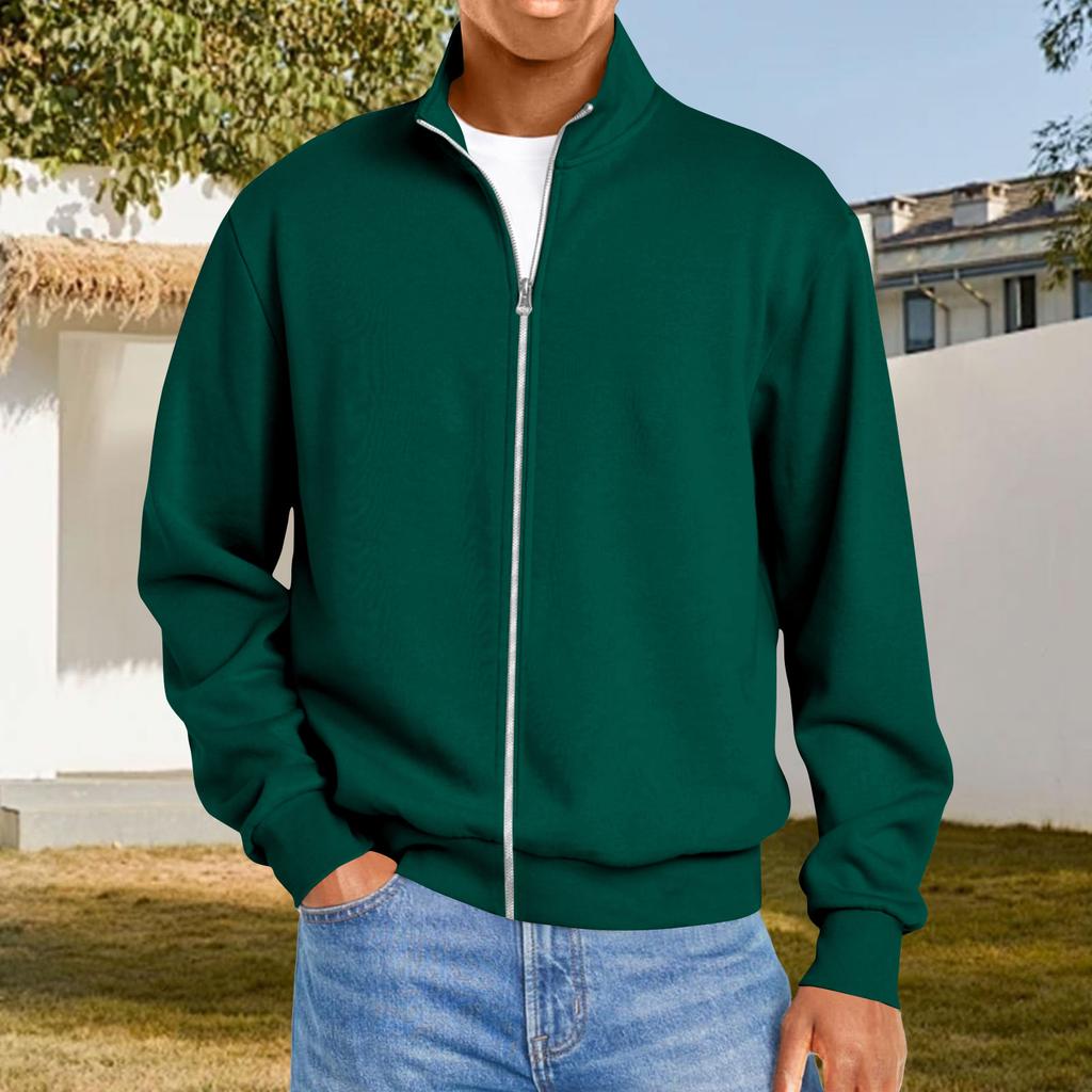 Herren Reißverschluss Freizeit T-Shirt Langarm Locker Geschnittene Oberteile Herbstmode Normal Geschnitten Cardigan Oberteile