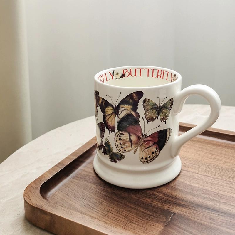 Butterfly Ceramic Coffee Mug Milk Cup Latte Mug,340ML Office Daily Tea Cup with Handle