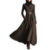 Damen kariertes Hemdblusenkleid, V-Ausschnitt, einreihig, mit Schlitz, Maxikleid