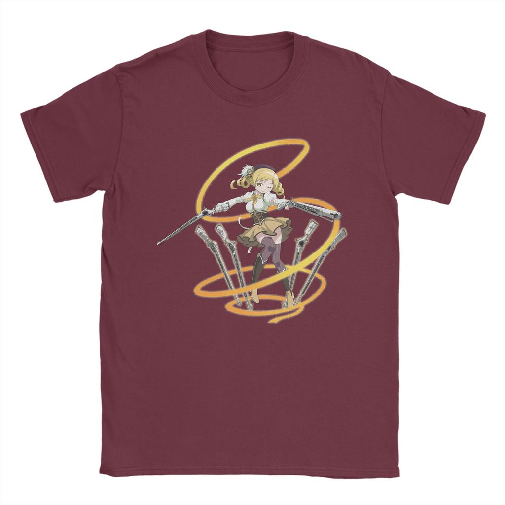 Unisex T-shirt Mahou Shoujo Mami Tomoe Madoka Magica Anime 100% Bawełna Vintage Krótki Rękaw Okrągły Dekolt T-shirty Letni T-shirt