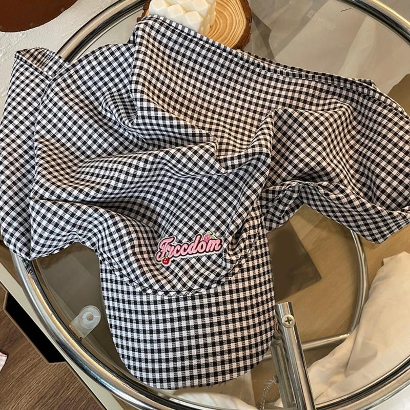 Quick Drying Baseball Hat for Women Girls Embroidery Adjustable Hat Checkered