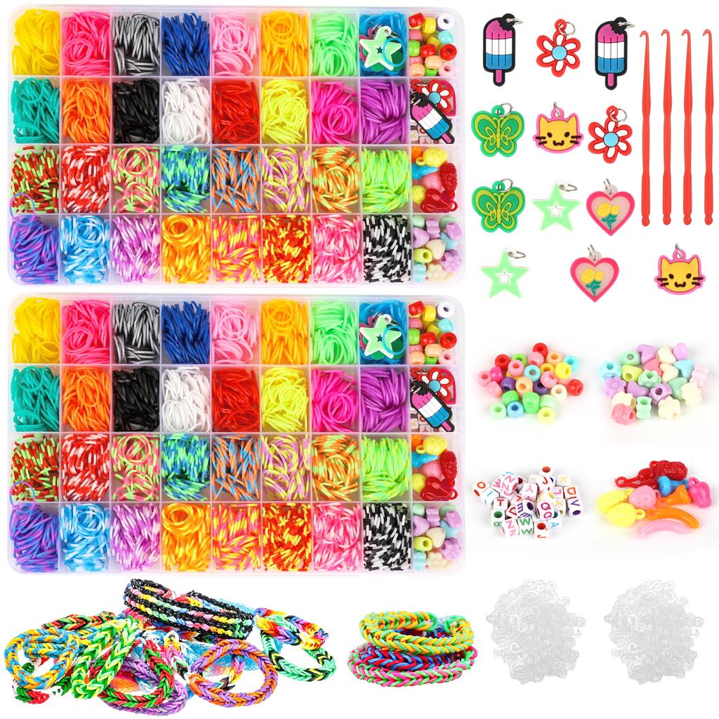 Creative Colorful Loom Bands Set Rainbow Bracelet Making Kit DIY Rubber Band Woven Bracelets Craft Toys For Girls Birthday Gifts