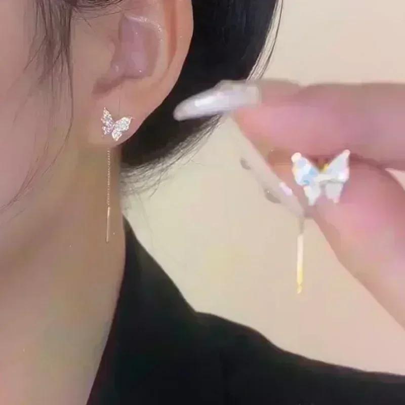 Geometric Square White Crystal Pendant Earrings For Women Fashionable Personalized Daily Accessory Party Jewelry Birthday Gifts
