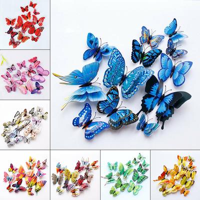 3D-Wandaufkleber, 12 Stück, Schmetterling, PVC, für Kinderzimmer, optionale Farben