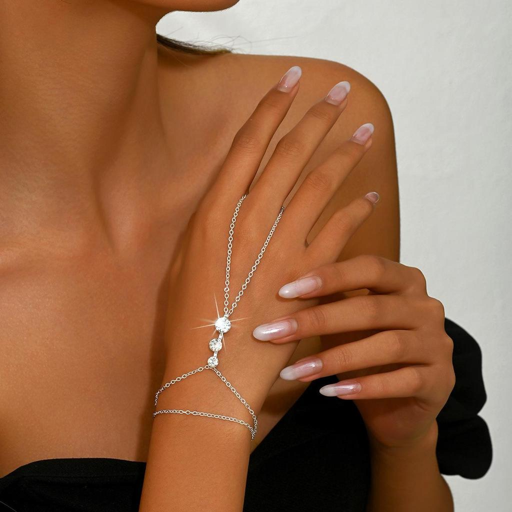 Trendige Strass-Fingerlose Handkette mit europäischem und amerikanischem Flair