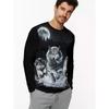 T Shirt for Mens Wolf Pattern Print Long Sleeve Leisure 3D Polyester Man's T-shirts