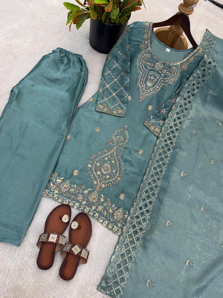 Indian Bollywood Salwar Kameez Palazzo Dupatta Set Women Designer Ethnic Fancy Silk Salwar Suit
